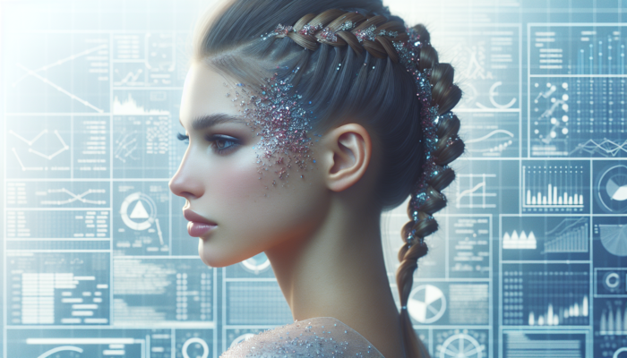 A young woman showcasing side French braids, adorned with glitter and beads, styled for a special occasion.
