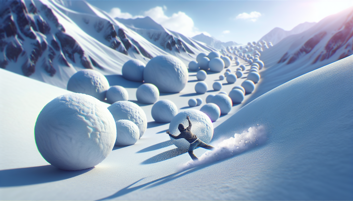 How Debt Consolidation Compares to Snowball Plans: UK Focus | DCL A person joyfully rolling a small snowball down a hill, symbolising the start of debt repayment, with larger snowballs in the background.