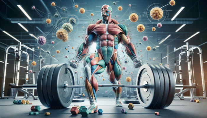 Optimising Magnesium for Powerlifting: A powerlifter lifting weights, with highlighted muscles demonstrating magnesium's role in calcium regulation for enhanced performance.