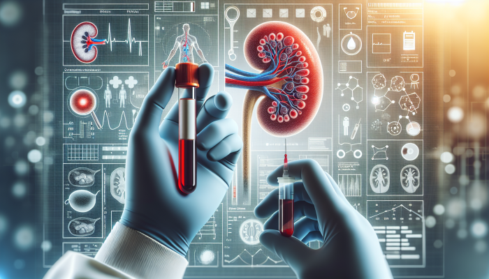 Kidney Blood Test in Sedgley: Illustration of a kidney blood test analysing creatinine and urea levels in a modern Sedgley clinic.