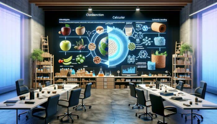 Food waste transformed into vegan leather through fermentation and blending in a lab setting.