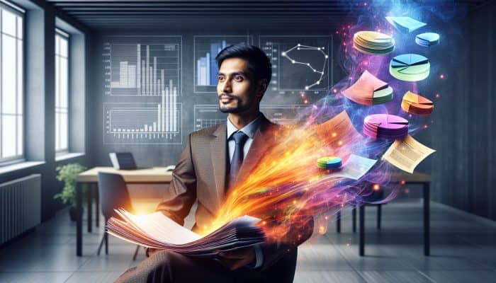 How Debt Consolidation Changes Your Credit Profile: A Guide | DCL How Debt Consolidation Changes Your Credit Profile: A person merging colourful debt papers into one lighter loan document, symbolising debt consolidation in an office.