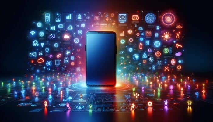 Top Trends in SEO for Small Businesses: A smartphone displaying a user-friendly website with icons representing increased engagement and better search rankings, highlighting mobile optimisation's importance for business success.