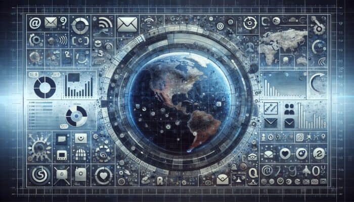 A digital interface displaying email frequency settings alongside a graph of subscriber engagement, set against a backdrop of a global communication network.