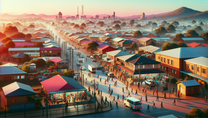 In Ladysmith, South Africa, first-time buyers inspect a modern house near schools, shops, and transport in a safe, vibrant neighborhood.