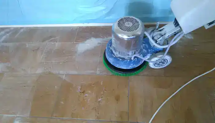 Professional deep cleaning of pitted vein cut travertine using safe chemistry and controlled agitation.